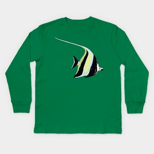 Moorish idol fish cartoon illustration Kids Long Sleeve T-Shirt